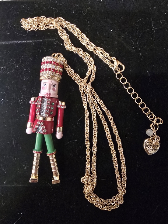 Betsey Johnson Jewelry - Betsey Johnson Gold Chain Nutcracker Pendant Necklace with Red and Green Accents